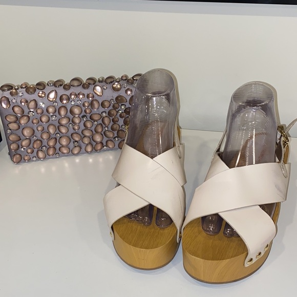 Sam Edelman Bentlee Wood Effect Flatform Heeled Sandals - Picture 4 of 11